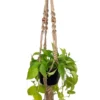 Macrame Plant Hanger Natural Jute 55-inch Hand-Knotted with Beaded Accents