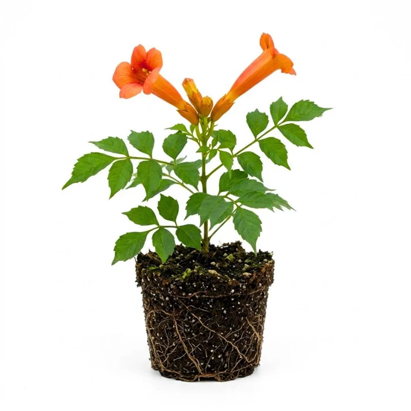 2 Orange Trumpet Vine Live Plants 4-6 Inch Tall - Campsis Radicans Climbing Plant - Image 1