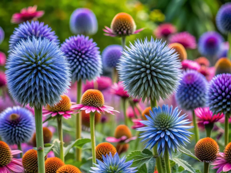 Big Blue Globe Thistle Seeds - 50 Count, Echinops Ritro, Easy Grow, USA - Image 1