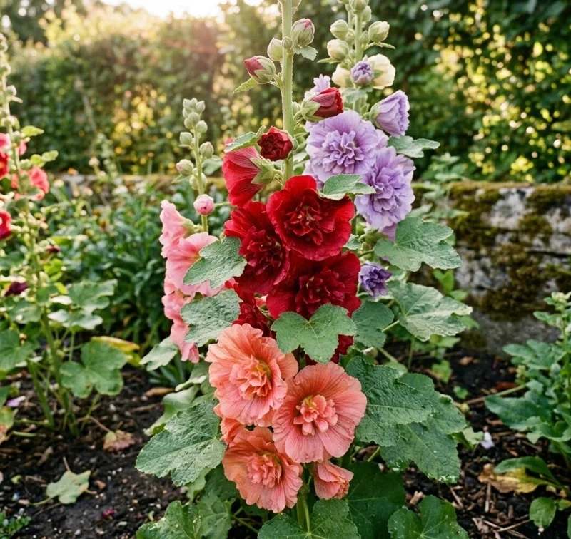 Hollyhock Flower Seeds - 100 Count Perennial Mix for Outdoor Garden - Image 2