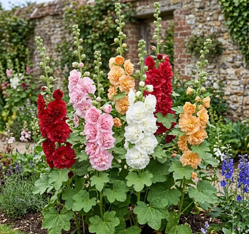 Hollyhock Flower Seeds - 100 Count Perennial Mix for Outdoor Garden - Image 1
