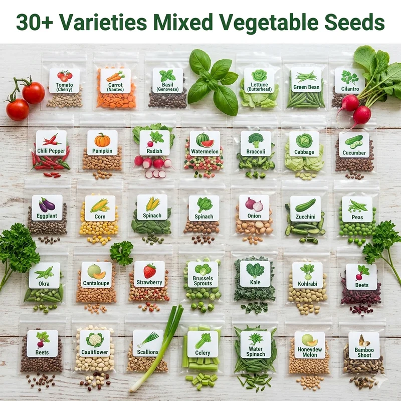 Mixed Vegetable Seeds Variety Pack - 9000+ Seeds, 30+ Varieties, Easy Grow - Image 1
