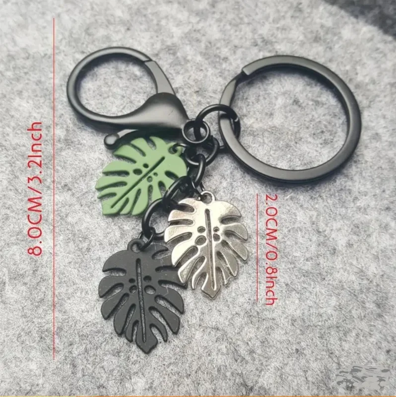 Monstera Leaf Keychain - Tropical Botanical Key Ring Bag Charm - Image 1
