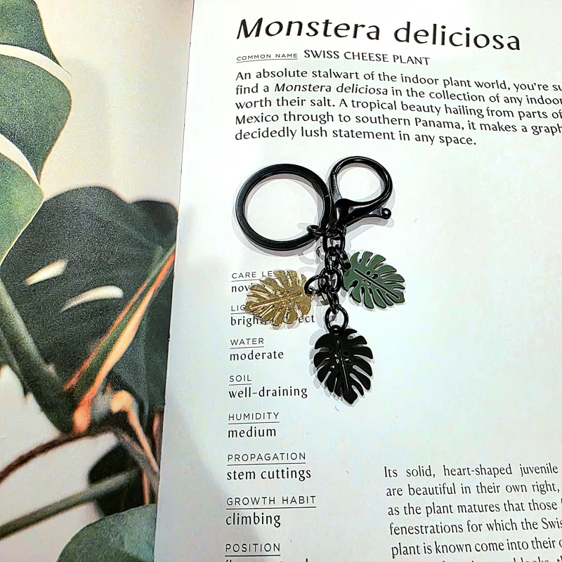 Monstera Leaf Keychain - Tropical Botanical Key Ring Bag Charm - Image 2