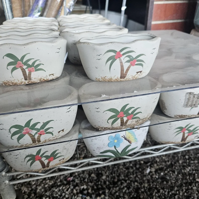 Palm Tree Ceramic Succulent Planter Pot with Drainage Hole - Indoor Decor - Image 2