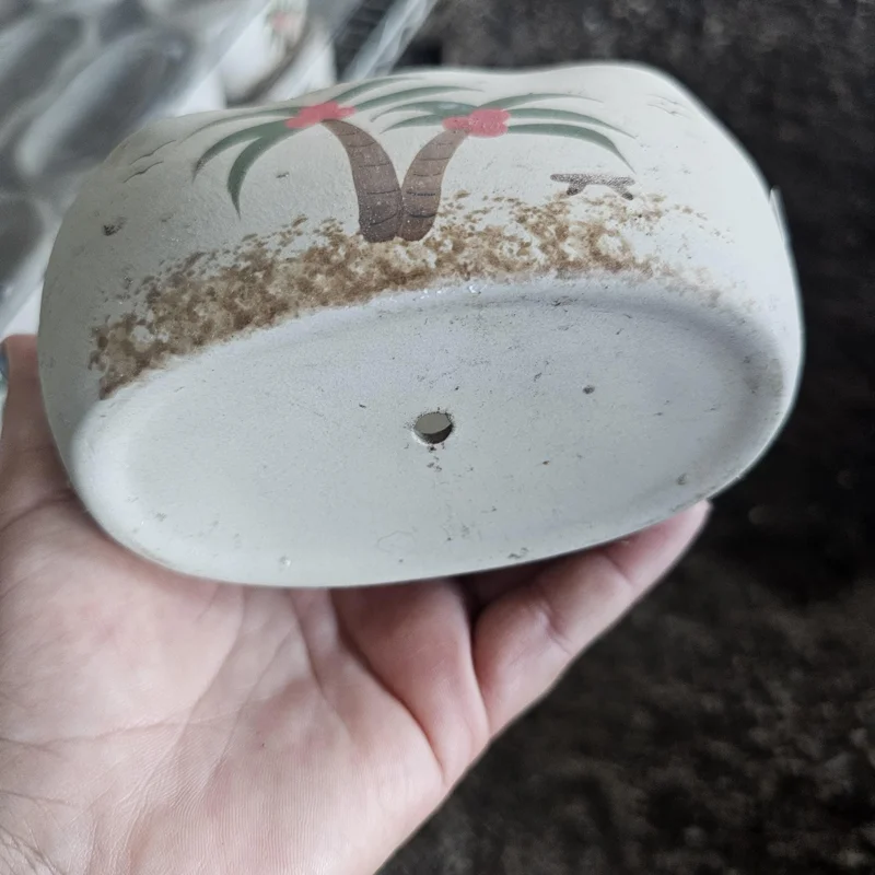 Palm Tree Ceramic Succulent Planter Pot with Drainage Hole - Indoor Decor Palm Tree Ceramic Succulent Planter Pot with Drainage Hole - Indoor Decor - Image 3