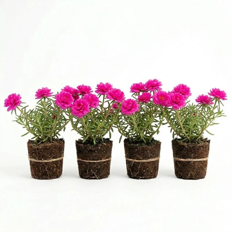 Portulaca Live Plants, Set of 4, Moss Rose, 4-6 Inch Tall, Colorful Succulent Flower, Outdoor Ground Cover - Image 2