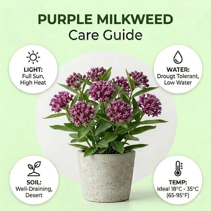 Purple Milkweed Live Plant – 12-18 Inches Tall – Outdoor Perennial for Pollinators Purple Milkweed Live Plant – 12-18 Inches Tall – Outdoor Perennial for Pollinators - Image 2