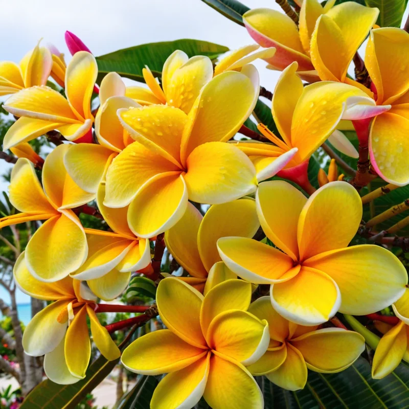 5 Bright Yellow Plumeria Seeds - Hawaiian Flower Perennial Seed - Image 1