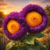 50 Teddy Bear Sunflower Seeds - Yellow & Purple, High Germination, Ornamental - Image 1