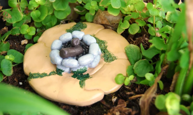 Fairy Garden Mossy Camp Fire Pit - Miniature Patio Dollhouse Accessory Decor - Image 2