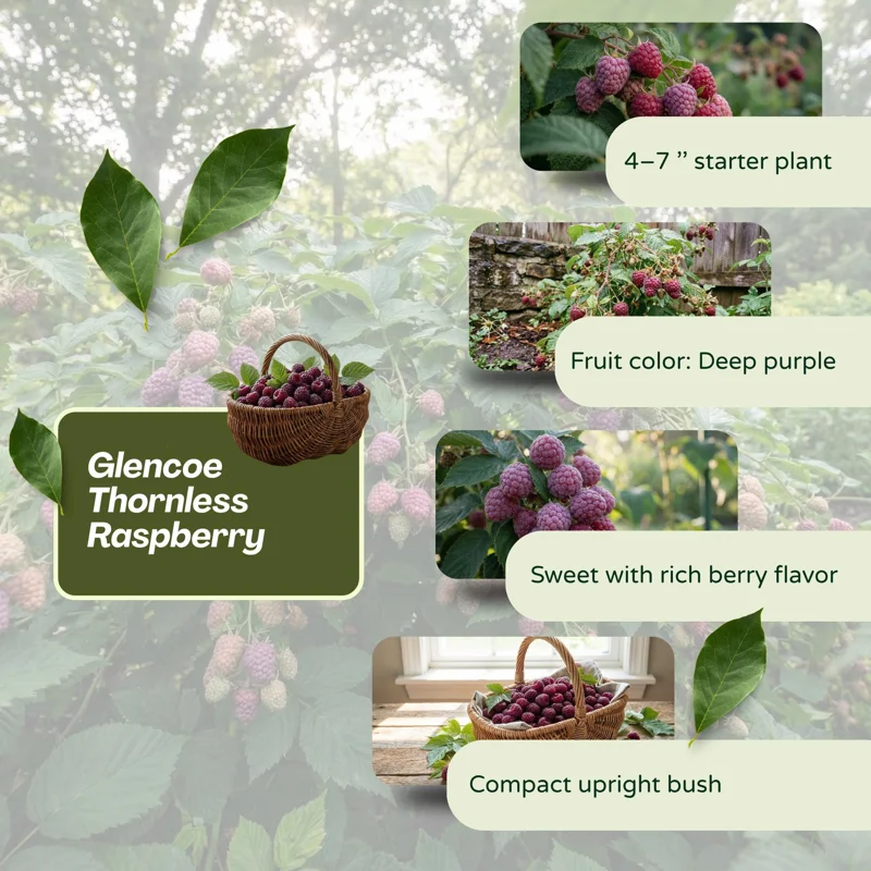 Glencoe Thornless Raspberry Live Plant 4-7in Tall - Purple Berry Bush Starter for Home Garden Glencoe Thornless Raspberry Live Plant 4-7in Tall - Purple Berry Bush Starter for Home Garden - Image 3