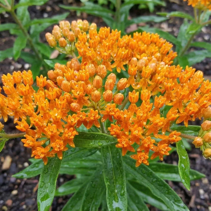 Orange Milkweed Live Plants - 2-Pack, 4-7 inch Tall, Asclepias Tuberosa, Outdoor Orange Milkweed Live Plants - 2-Pack, 4-7 inch Tall, Asclepias Tuberosa, Outdoor - Image 2