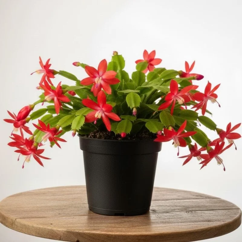 Thanksgiving Cactus Live Plant - Red Flowers, 4-6 Inches Tall in 4 Inch Pot, Holiday Succulent for Hanging Baskets - Image 1
