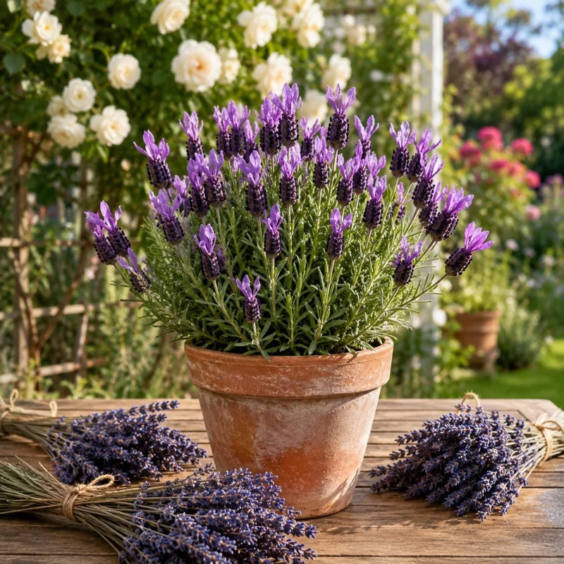 Spanish Lavender Live Plant - Lavandula Stoechas, 3-7 Inch Tall, 3 Inch Pot, Purple Flowers - Image 1
