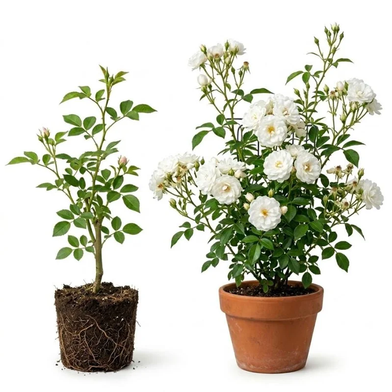 White Climbing Roses Live Plant - 5-8" Tall, 3" Pot - Heirloom Climber Outdoor White Climbing Roses Live Plant - 5-8" Tall, 3" Pot - Heirloom Climber Outdoor - Image 2