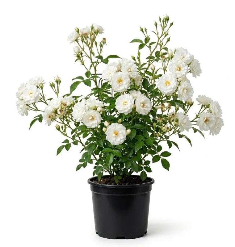 White Climbing Roses Live Plant - 5-8" Tall, 3" Pot - Heirloom Climber Outdoor White Climbing Roses Live Plant - 5-8" Tall, 3" Pot - Heirloom Climber Outdoor - Image 1