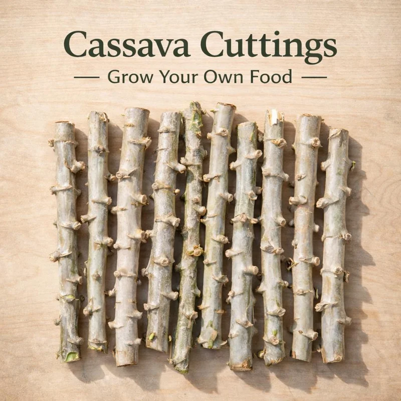 Organic Cassava Cuttings Live Plant - Yuca Root Crop - Pesticide-Free - 5-8 Inch - Image 1