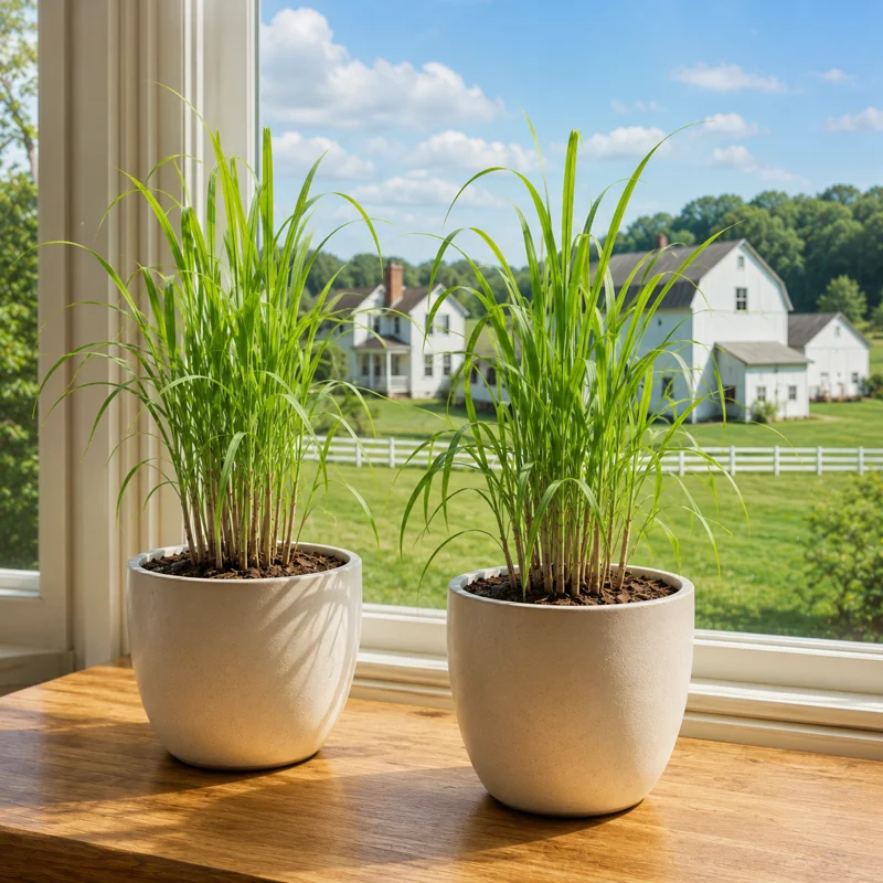 Set of 2 Lemongrass Live Plants, 1 Gallon Pot, Culinary Herb - Image 1
